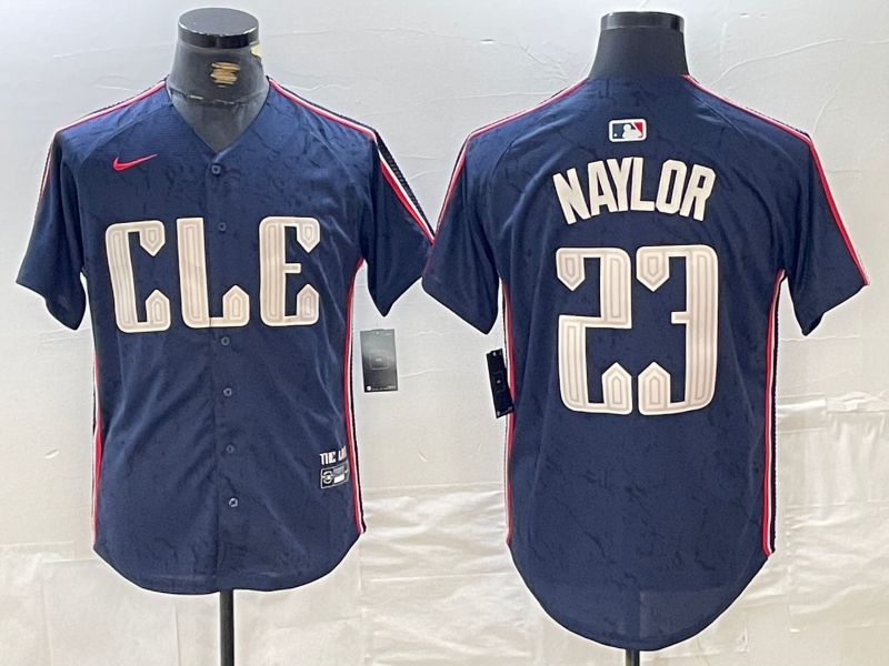 Men Cleveland Indians #23 Naylor Blue City Edition Nike 2024 MLB Jersey style 1